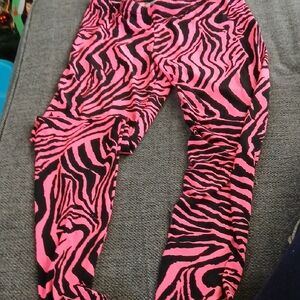 Body Central Kids Zebra Print Leggings - Pink and Black